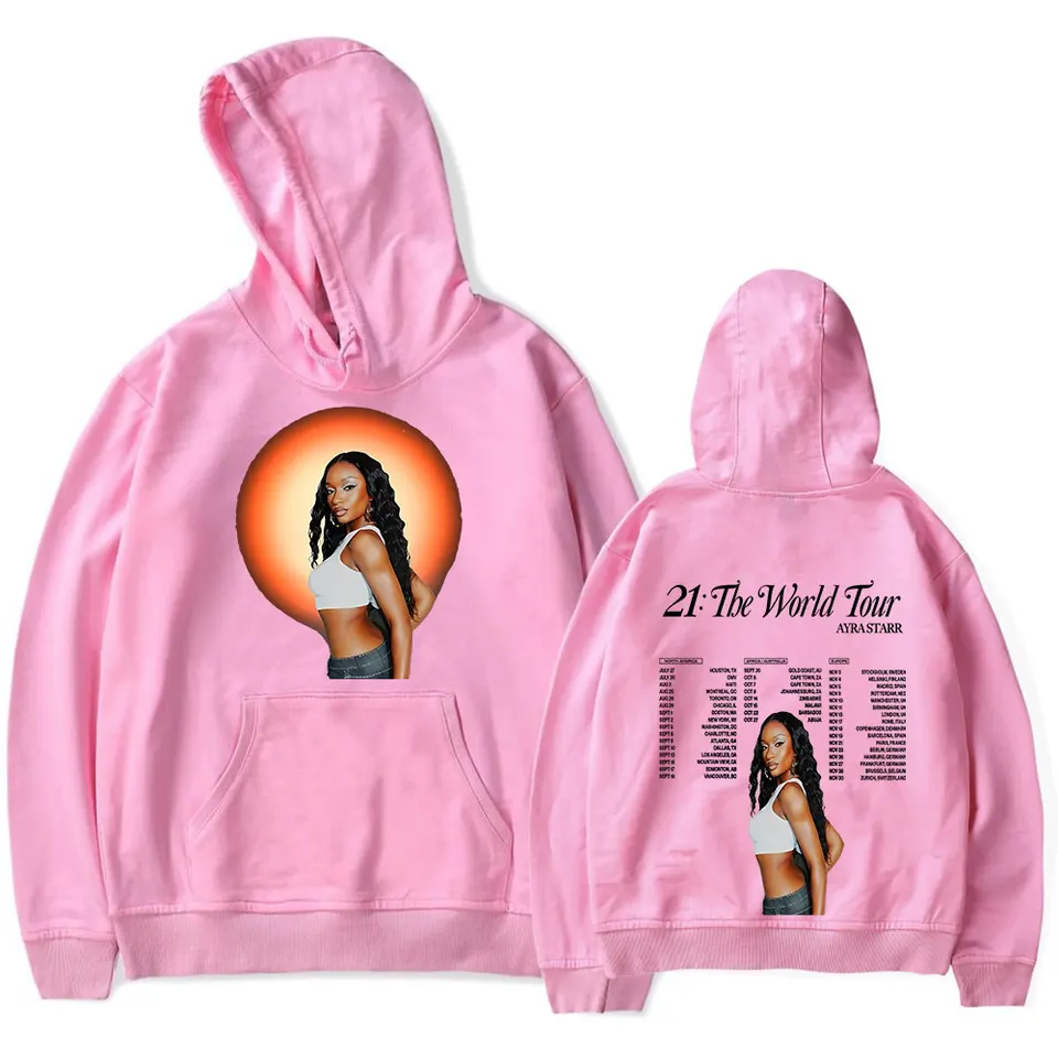 Ayra Starr Hooded 21 World Tour Merch s kapucňou Muži naťahovanie mikiny mikina hudobných fanúšikov Hip Hop Pullover