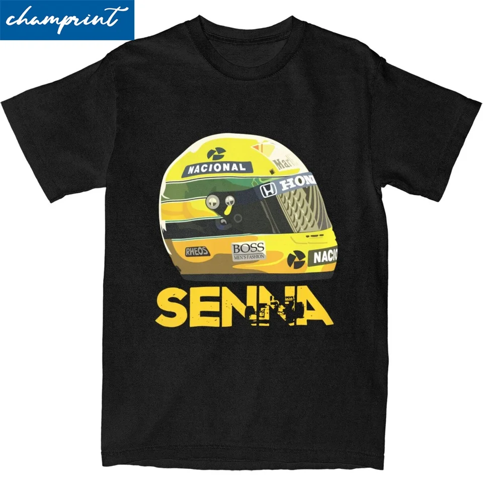 Ayrton Senna Helmet Racing T tričko Men bavlnené oblečenie streetwear posádka krátky rukáv