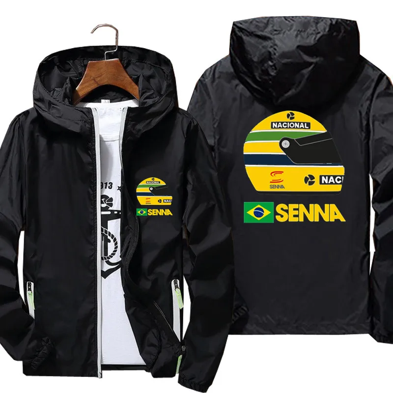 Ayrton Senna prilba ooded zipsov pánsky tenký veterný park kabát bunda Šport pilot Slim Fit Pilot Coat oblečenie tričká