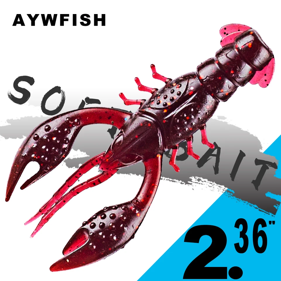 Aywfish 6ks Craw Craw Krevety Rybárske nástrahy Lobster Silikón 6cm 3,5G Hot Sale