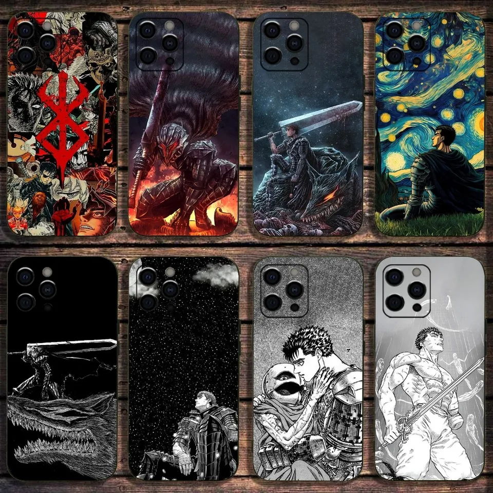 B-Berserk G-Guts Comics Telefón pre Apple iPhone 15,14,13,12,11, Pro, X, XS, Max, XR, Plus, Mini Soft Black Cover