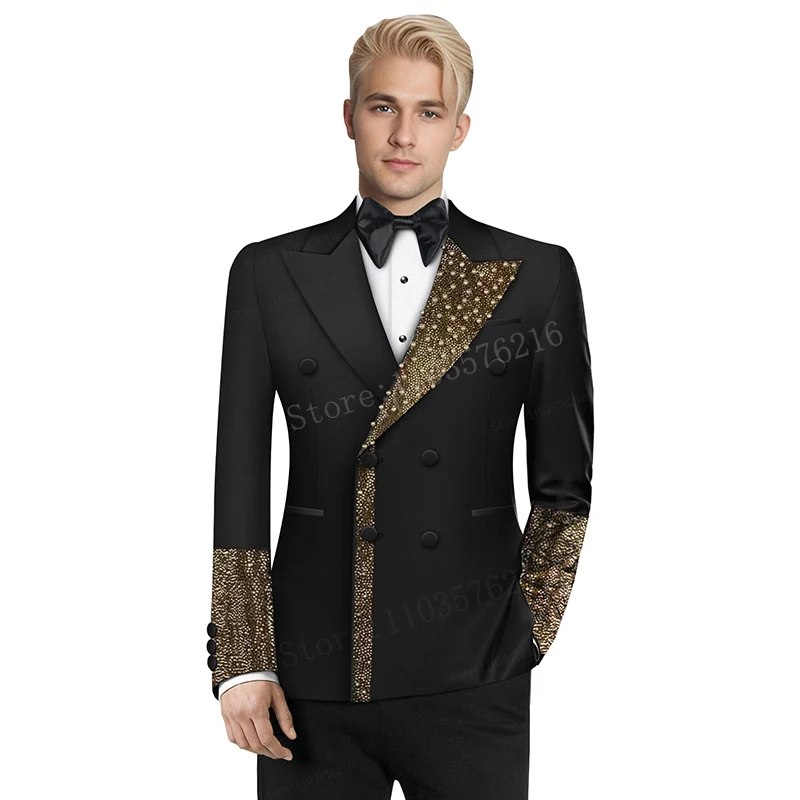 B01 Luxusný 2 -dielny pánsky oblek Tailco Cat Aplikácia Single Button Satin Satin Formal Pearl Party Wedding Groom Jacket Suits