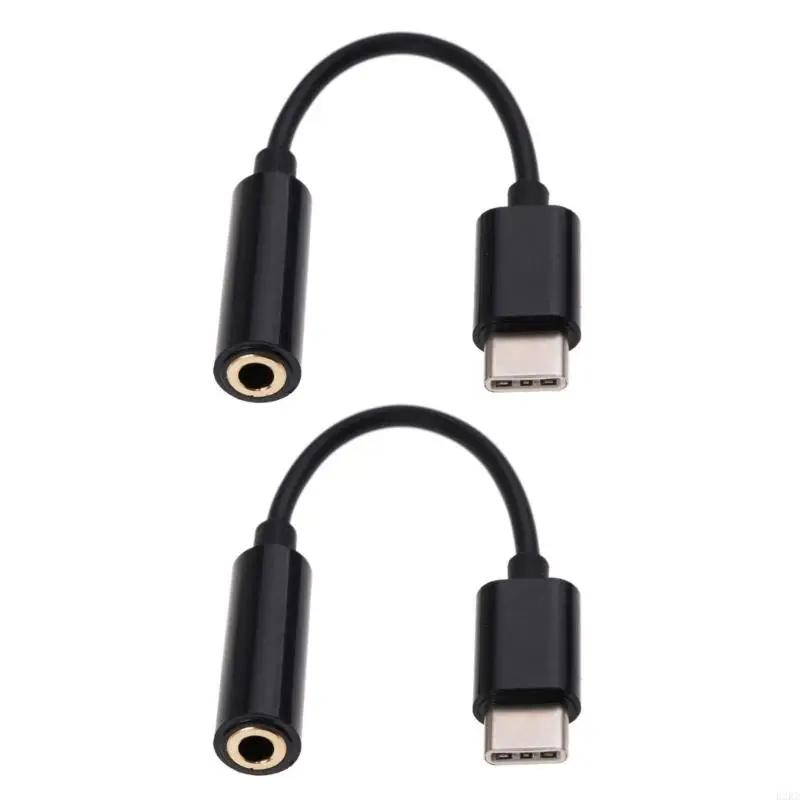 B2rd 2ks USB Typ C až 3,5 kábel adaptéra slúchadla portu USB C 3 5 mm káblové prevodové vodiče 7 cm dlhá biela/ čierna