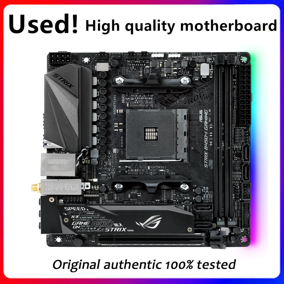 B450I pre Asus Rog Strix B450-I Gaming Zásudná doska AM4 DDR4 pre AMD B450M B450 Originálna stolová stolová stola Použitá hlavná doska