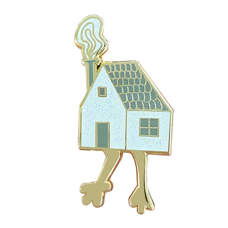 Baba Yaga's Hut Glitter Pin z ruského folklóru Creepy Gothic Witch Decor