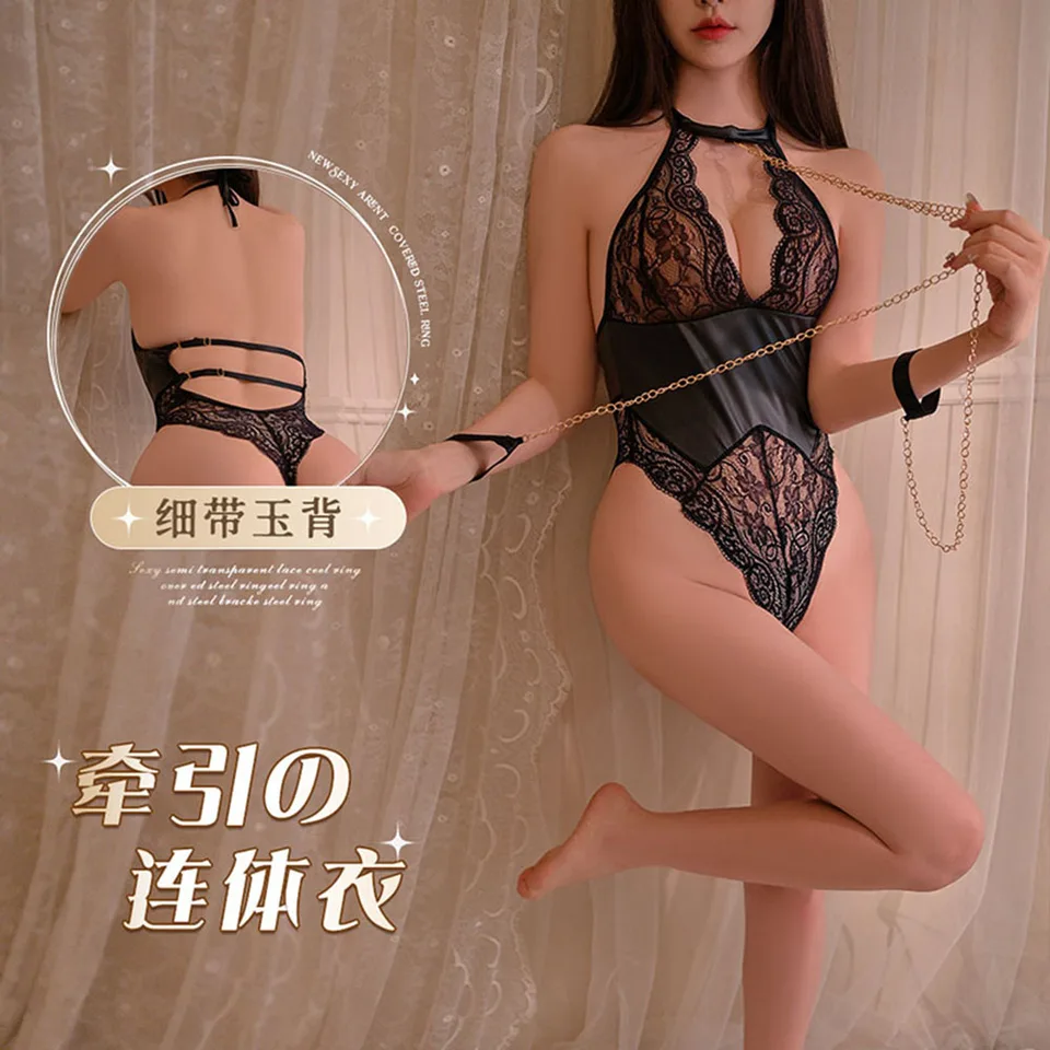 Babydolls Deep v Svedčivo reťazové trakčné kombinézy sexy čipky perspektíva európsky americký štýl chemize pre dospelých sexy šaty
