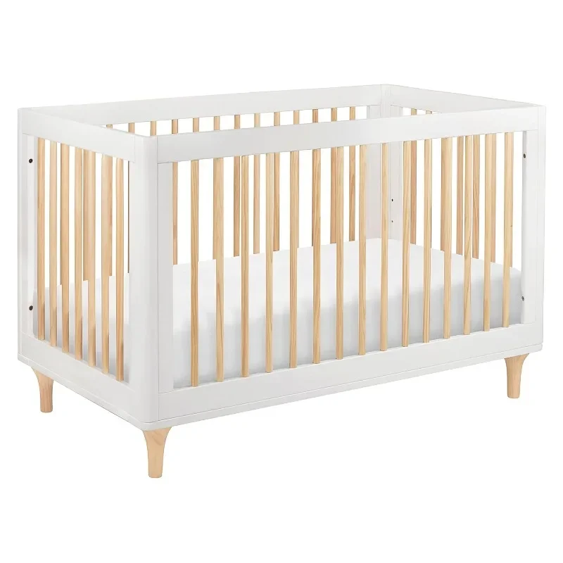 Babyletto Lolly 3-v-1 Cribtible Crib s konverznou súpravou pre konverziu batoľa v bielej a prírodnej, Greenguard Gold Certified