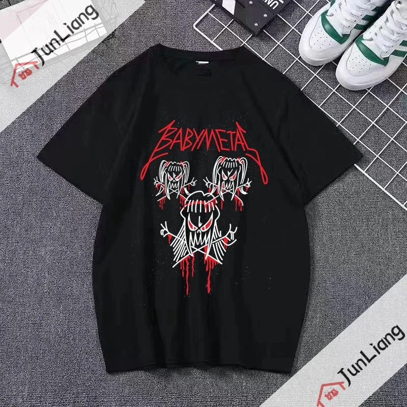 Babymetal Metal Galaxy Japan Death Metal Band T tričko Men Hip-Hop Rock Band Casual Short Ruckve Y2Ktees Tops estetika