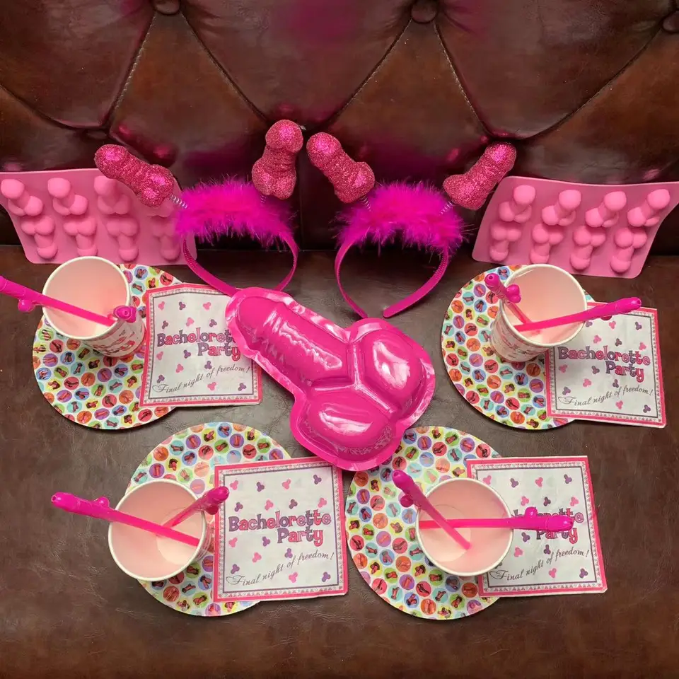Bachelorette Party Accessories Rose Pink Funny Penis Table Decanations