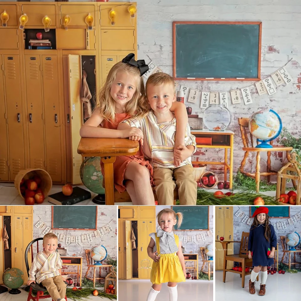 Back to School Kids Kaddrop Novorodenec 1. narodeniny Učebňa Portrét študijný stôl Photography pozadie Blackboard Photo Studio