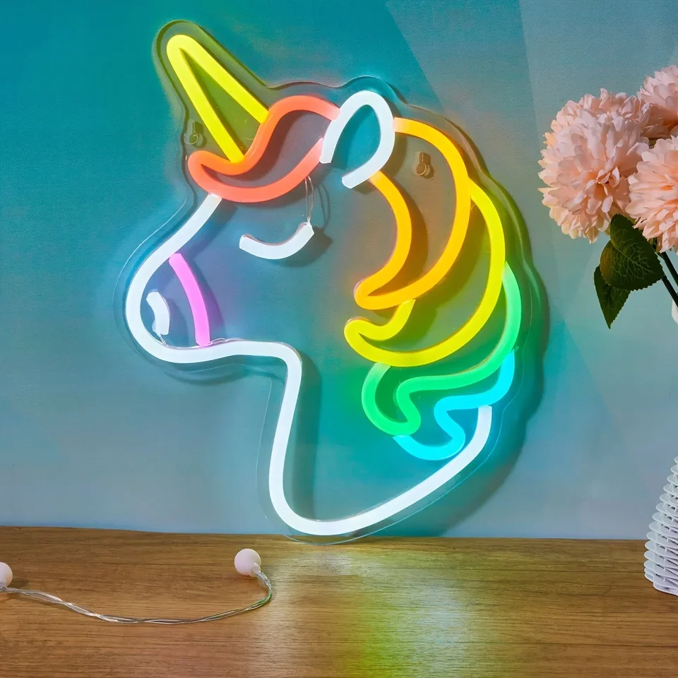 Backboard LED Neon Sign Light, Unicorn Neon znamenie, darčeková párty, lampa dekoratívnych ozdôb, narodeninové vianočné darčeky pre stenu
