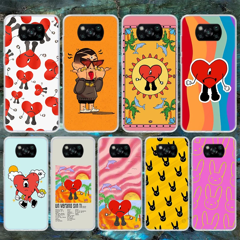 Bad Bunny Heart Soft Pase Pase pre Xiaomi POCO X3 PRO X6 X5 X4 NFC F6 F5 M5S M4 M3 F4 GT F3 F2 F1 M2 Fundas Cover Poco X3 PRO X