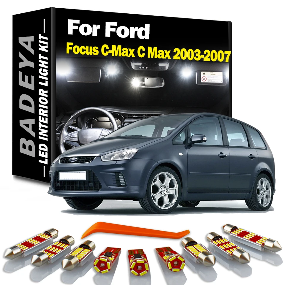 BADEYA 16PCS CANBUS LED Interiérová mapa DOME LEGLE KIT PRE FORD FOCK C-MAX C MAX 2003-2005 2006 2007 2007 Žiarovky LED žiarovky LED.