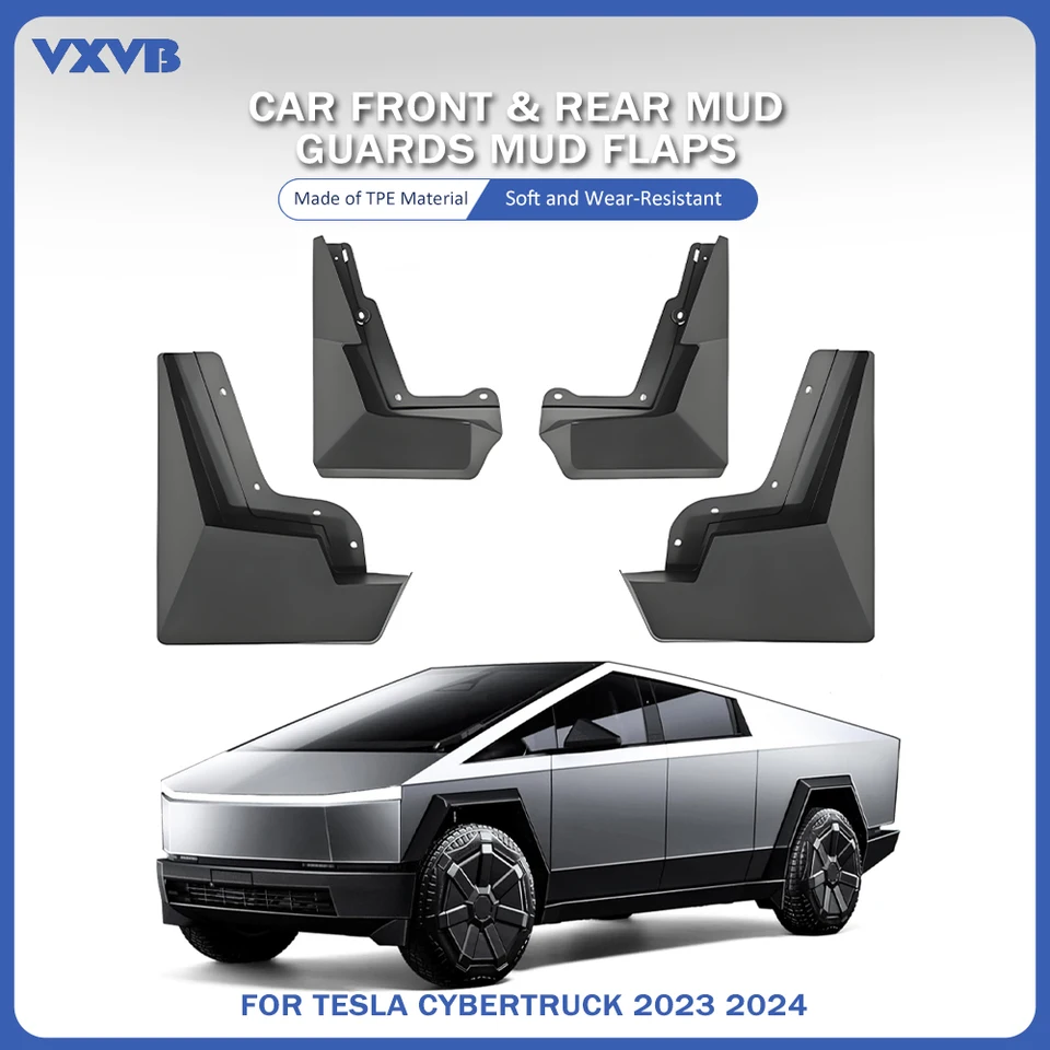 Bahenné klapky Splash Guards kompatibilné pre Tesla Cybertruck 2023 2024 Fender Accessories Splash OEM Style TPE Zimná ochrana nečistôt