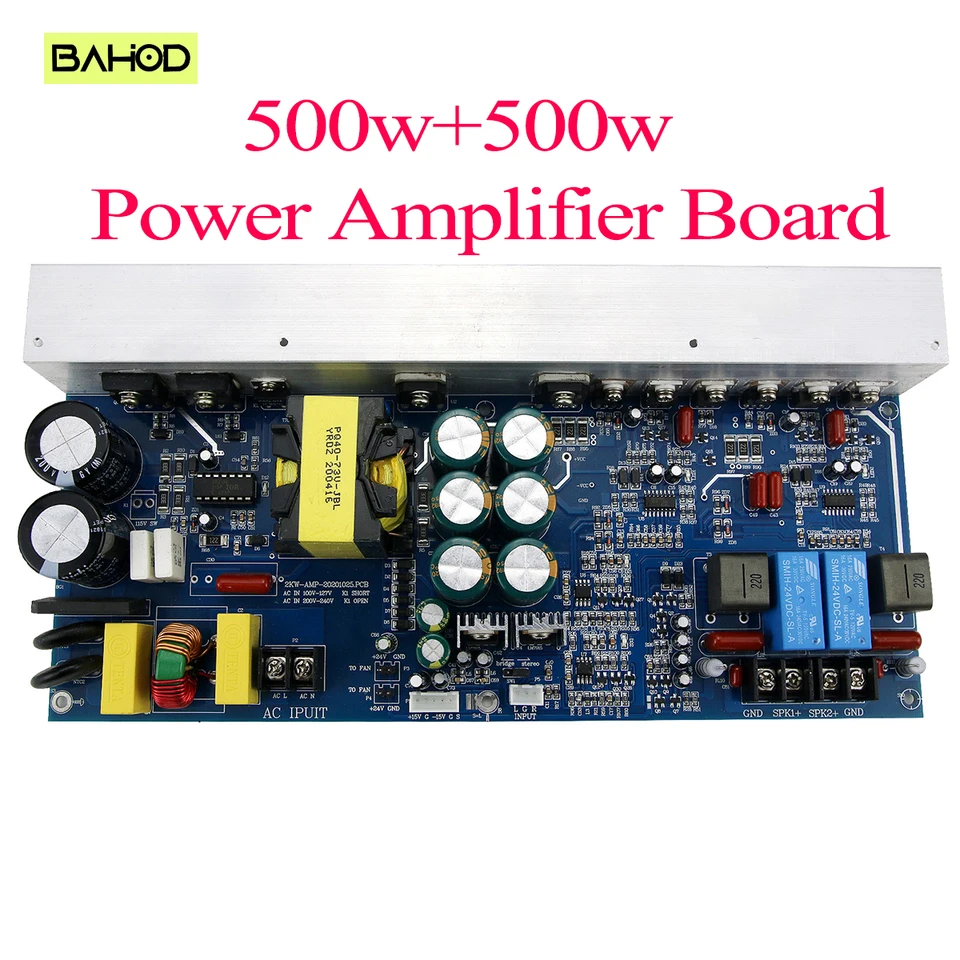 BAHOD 1000W Digitálna zosilňovacia doska Stereo 2 -kanálová doska AMP 500 W+500W s prepínaním napájania