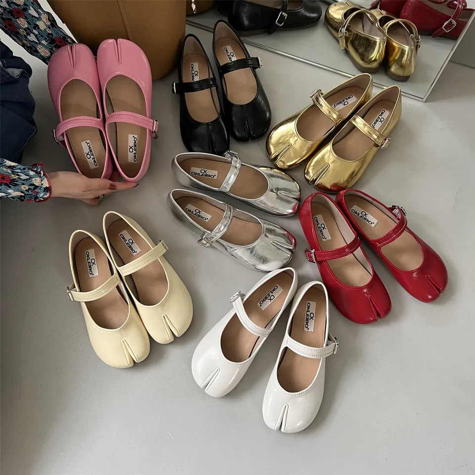 Bailamos Fashion Split Tow Women Women Flats Mary Janes Príležitostné tabi ninja ploché topánky Dámy