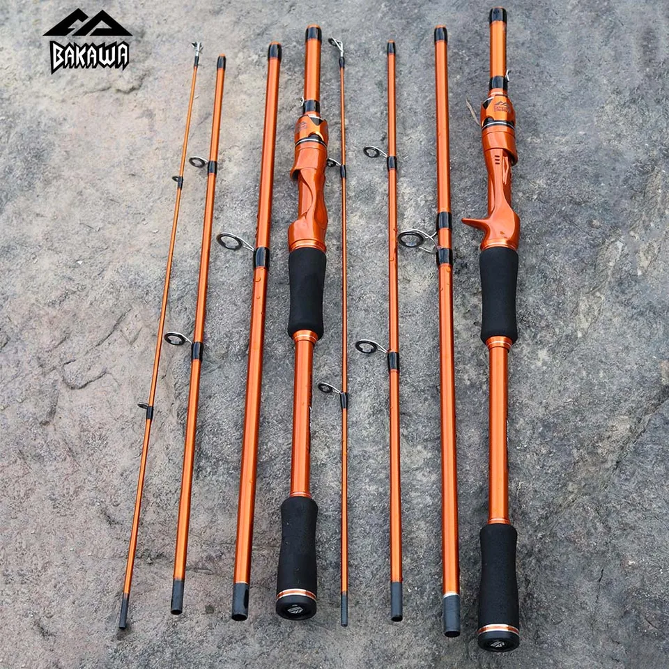 BAKAWA Casting Spinning Rybárske prúty 1,8 m 2,1 m 4 Sekcia Ultralight Travel Prenosná návnada Feeder Pole Pesca Eva Handle Tackle