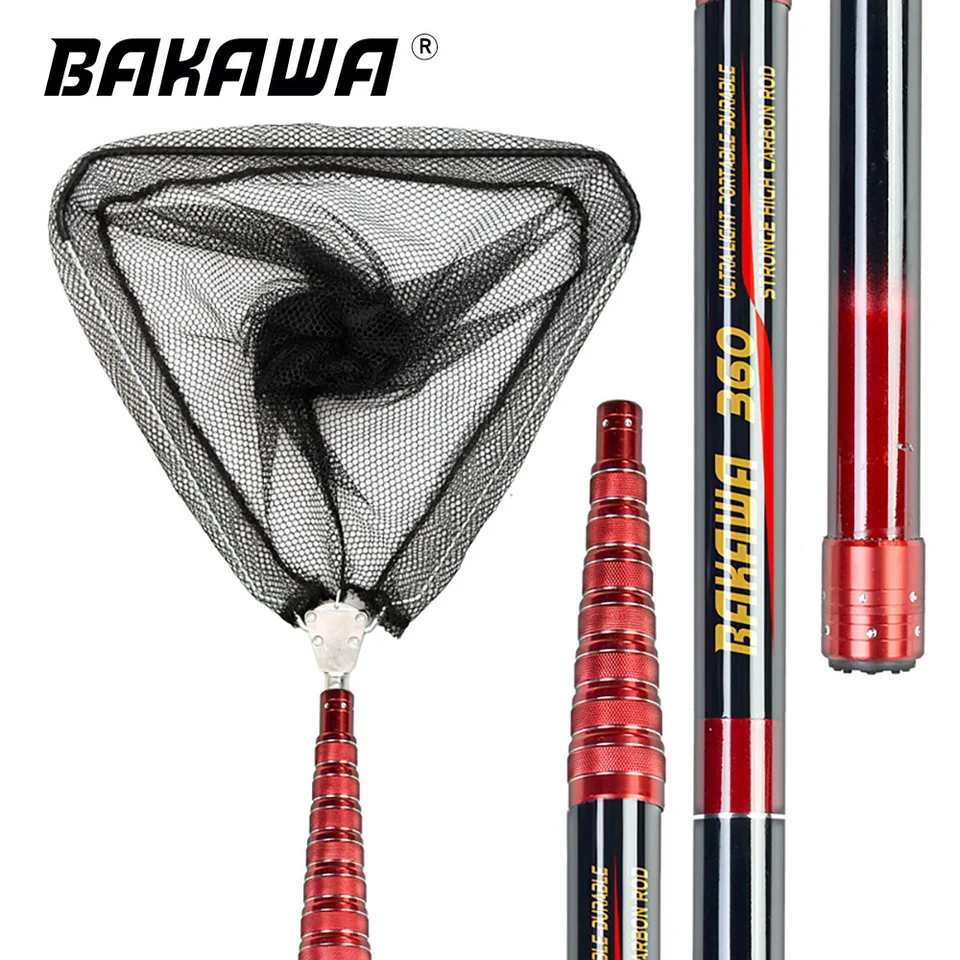 Bakawa Skladacia rybolovná sieť Teleskopické pristátie NE 2,1 m/3/3,6 m Carp Carph Fiber Nástroje na morské ruky Dip Net pristávací príslušenstvo