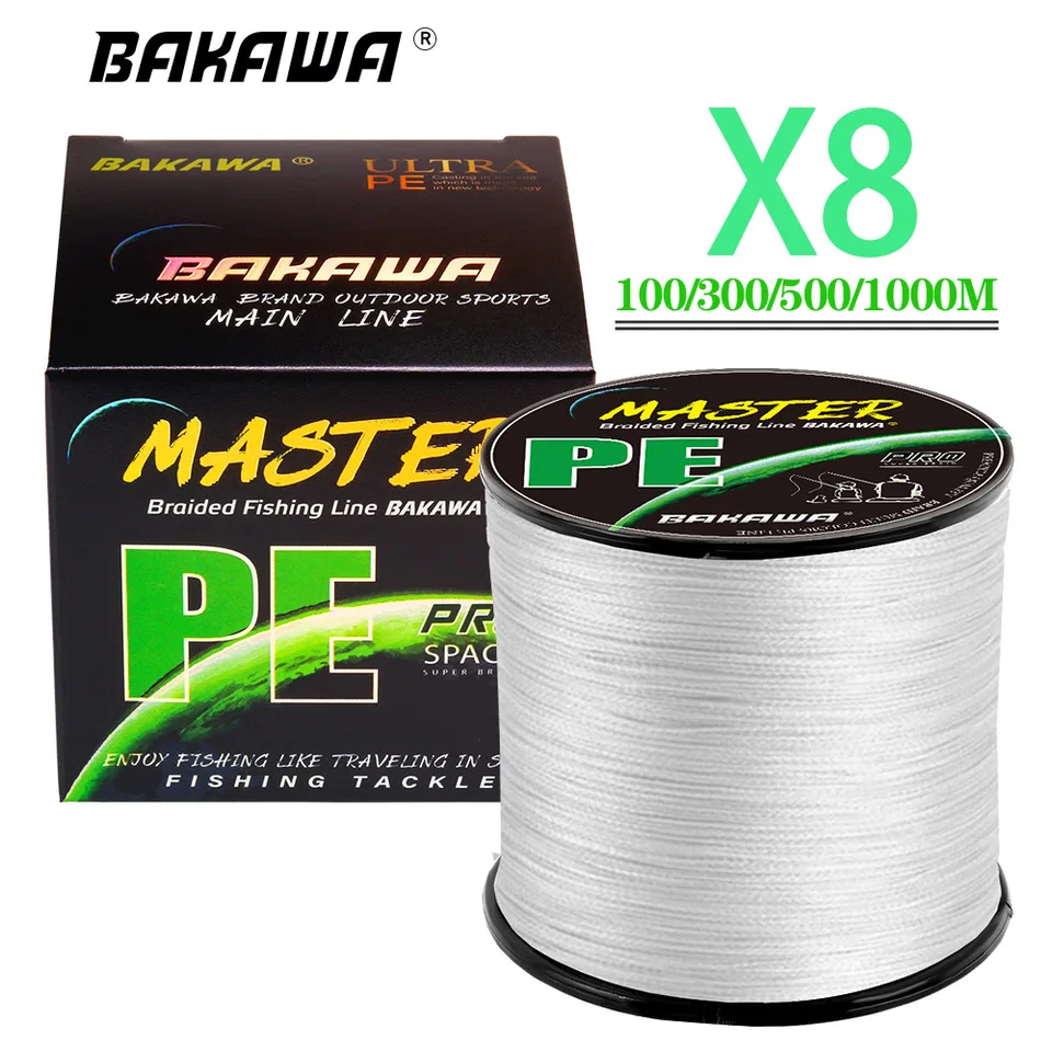 BAKAWA X8 PE Pletená rybárska linka PESCA CARP Multifilament Fly Wire Japonská slaná voda 1 000 m 500 m 300 m 100 m 22lb-90 lb