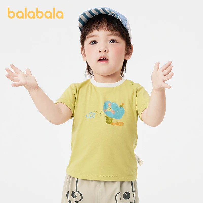Balabala detské tričko Baby Undershirt Girls Top Boys krátky rukáv 2024 leto nová bavlna