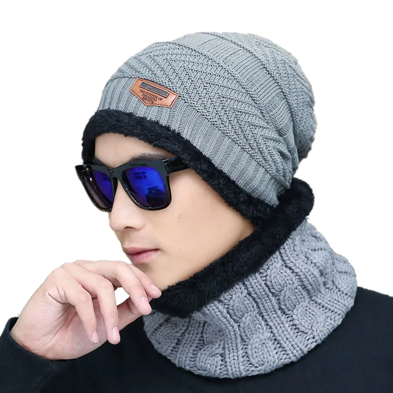Balaclava Muži teplé klobúky Čiapka Šatka Zimná teplá vlnená klobúk pletenie pre mužov čiapky Lady Beanie pletené klobúky dámske klobúky