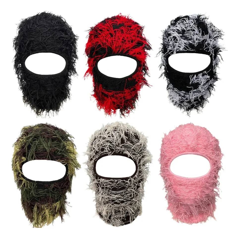 BALACLAVA Plná tvár lyžiarska maska ​​Nová zúfa pletená čiapka y2k Men Ženy vonkajšie maskovanie fuzzy lyžiarsky klobúk