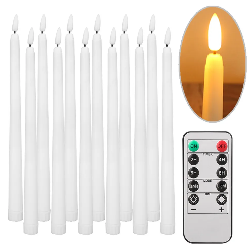 Balenie 12/24k LED LED bez plameňa blikajúcich zúžených sviečok s diaľkovým batériou prevádzkované čajové svetlá Domáce svadobné dekorácie svietniky