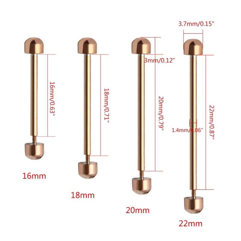 Balenie 2ks hodiniek na skrutkovaciu trubicu, Universal Watch Lug Smod Strap Band Link Kit Kit Kit Kit Connection Pins 16/18/20/22 mm