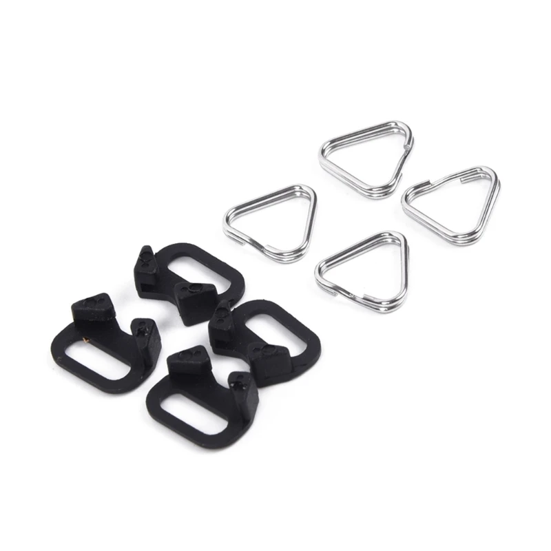 Balenie 4 z nehrdzavejúcej ocele trojuholníka Split Ring Ring Camera Fotoaparát Hook Lug Ring Base Lanyard pre kameru
