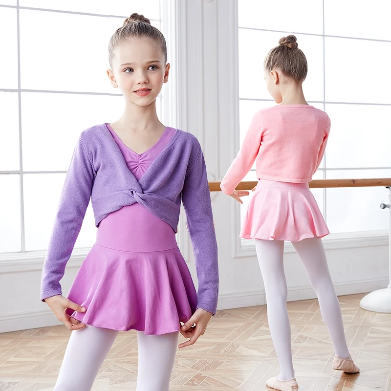 Baletné topy Dievčatá tanečný sveter kabát Zimné teplé pletené oblečenie s dlhým rukávom Tops Kacket Girls Balet Dance Wail Top