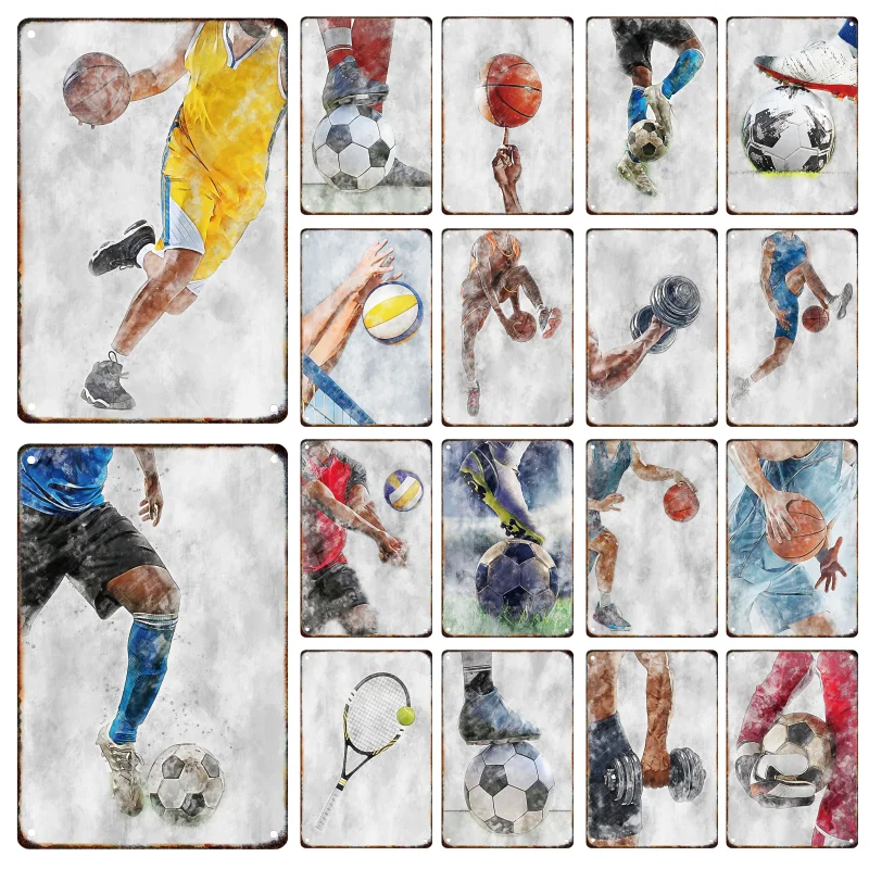 Ball Sports Metal Signage cín maľba basketbalové futbalové plagát Domáci štadión Boys Spál