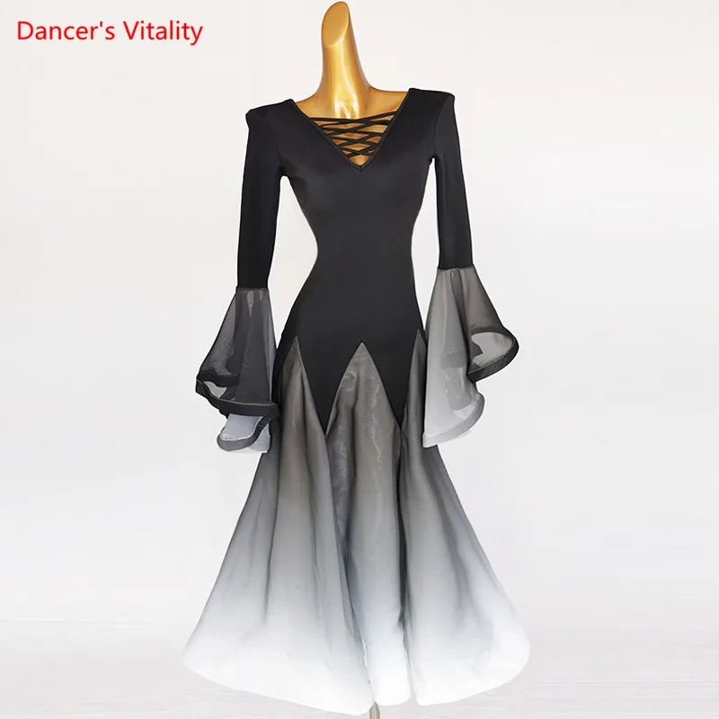 Ballroom Dance Chays V. Neck Big Swing Suk sukňu Performance Performance Profesia Custom Adult Child