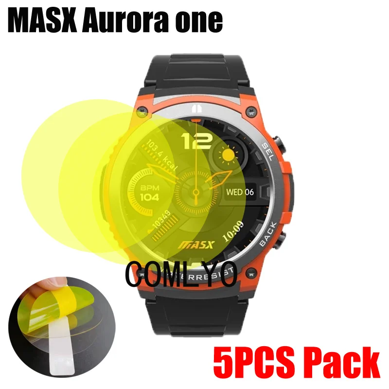 Balíček 5ks pre Masx Aurora One Smart Watch Screen Protector Soft Film Ultra Thin Cover HD TPU odolný