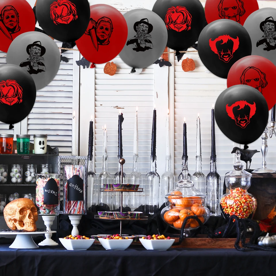 Balónska záhrada Outdoor 50ks Halloween dekorácie pozadie Prázdninové večierky Dodávky thriller nafukovacie rekvizity vonkajšie usporiadanie