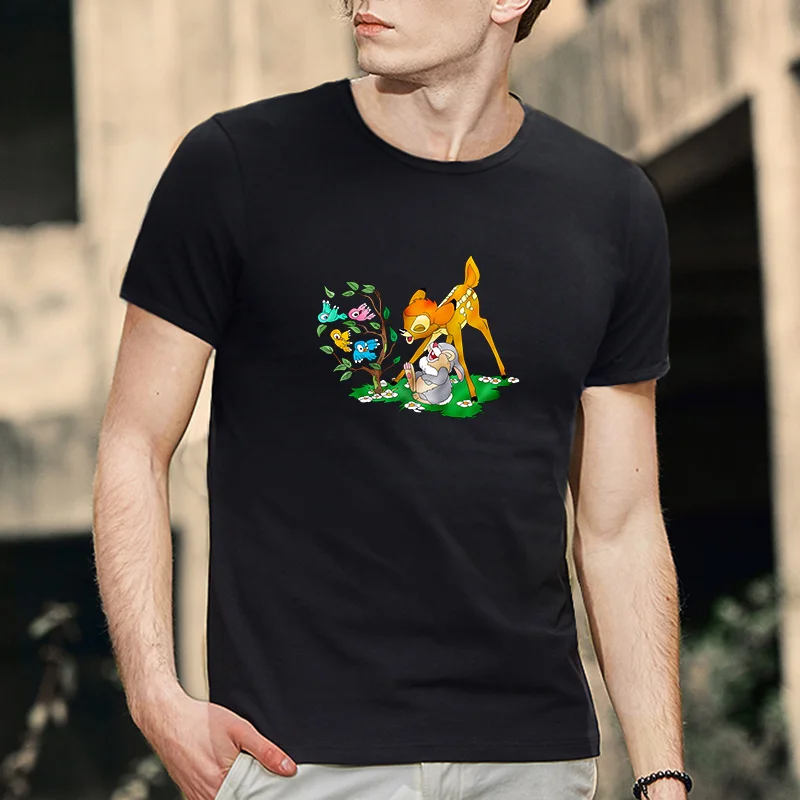 Bambi 100% bavlnené tričko Men Men Dámske leto O-krk na krátky rukáv Tshirt Boys Dievčatá ležérne tričká Streetwear Tops