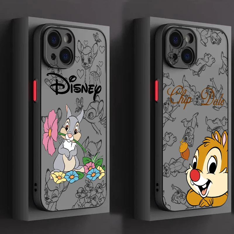 Bambi Cartoon Rabbit Frosted Trivecent for Apple iPhone 16 15 14 13 12 11 xs xr x Pro Max Plus Mini TPU Puzdro