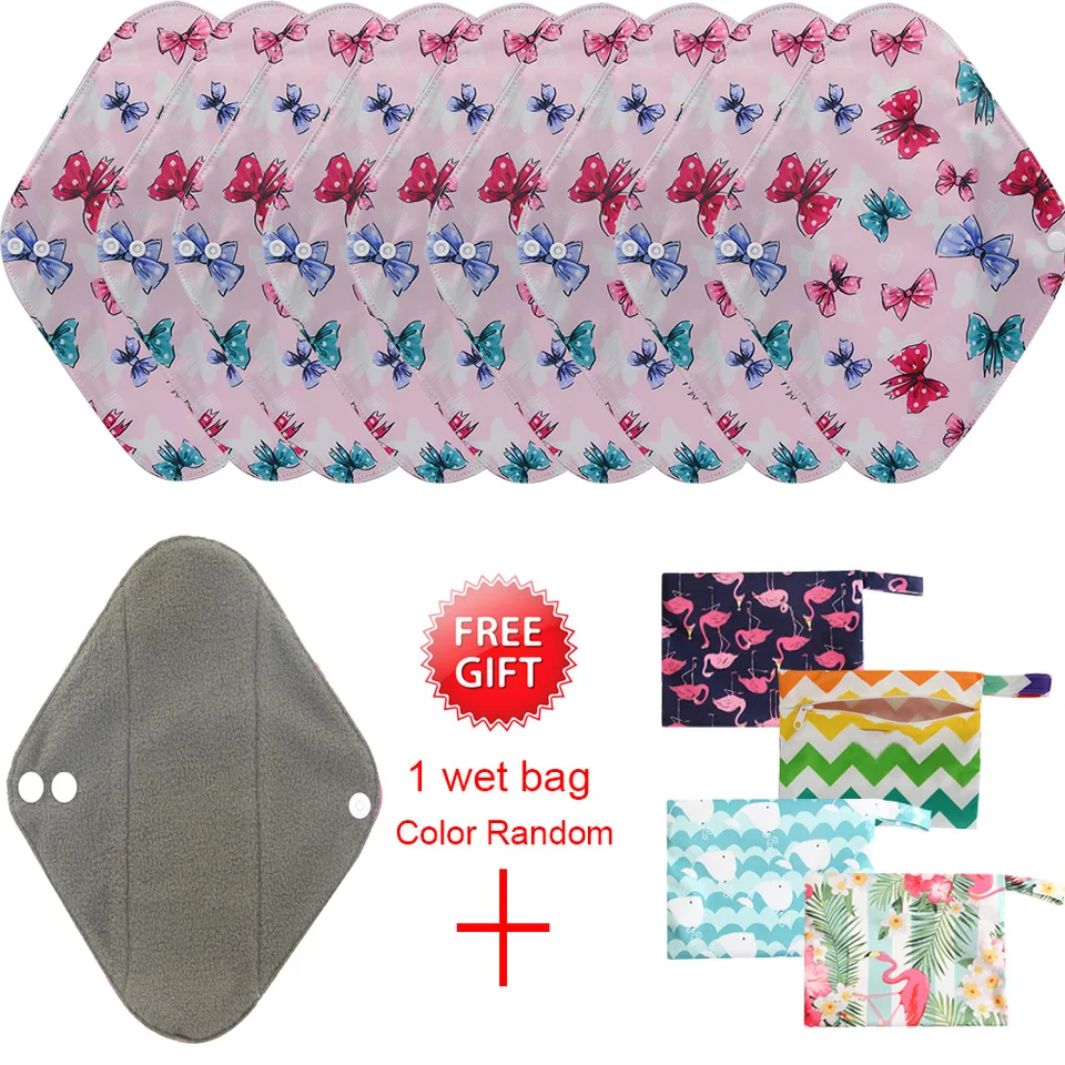 Bambus opakovane použiteľné sanitárne podložky umývateľné absorbčné tkaniny menštruačné vankúšiky+1pc bonus bez bonusu Mini mokré vrecko Dámske menštruačné vankúšiky