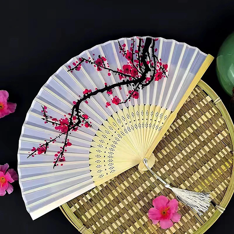 Bambus starožitné skladacie fanúšik Čínsky štýl Fan Fan Fen Summer ženský tanečný fanúšik prenosný elegantný kvetinový ručný fanúšik