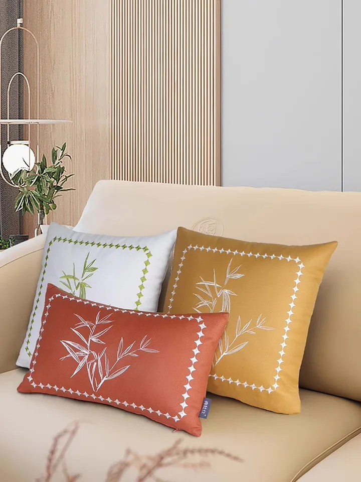 Bambusová séria výšivok Sofa Top retro vankúš Cover Domáce dekorácie luxusné domáce prepadnutie vodotesný vankúšový kryt vankúš dospelý