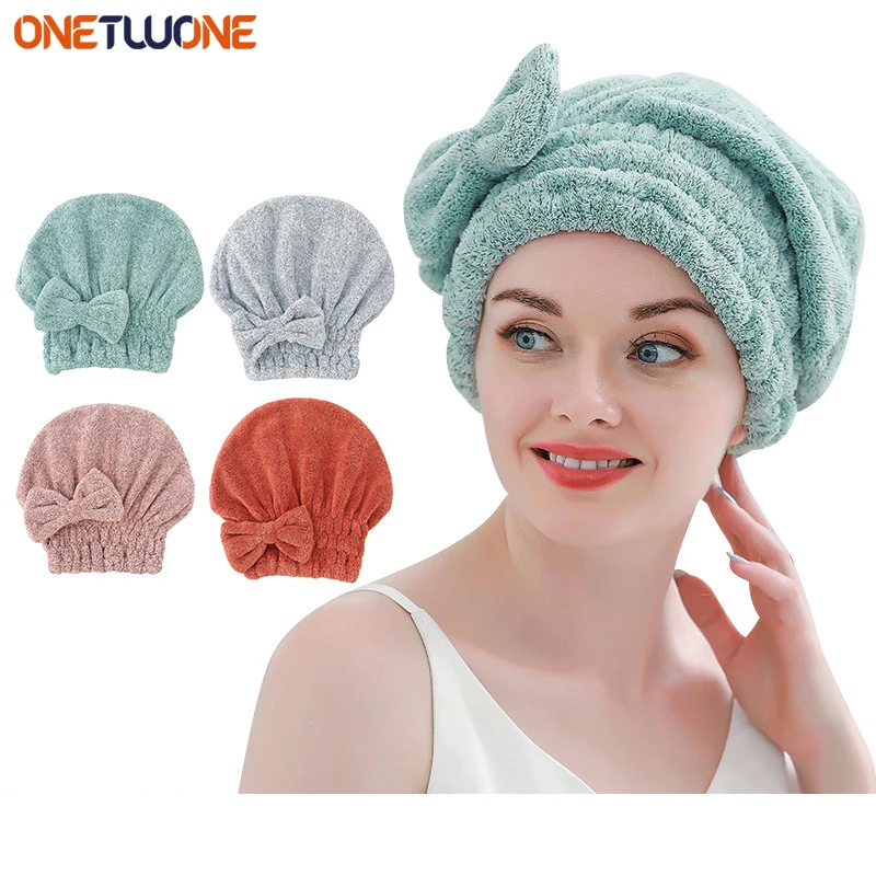 Bambusové vlasové utierky, zábal na mikrovlákno, sprchovací kút na sušenie vlasov s lukom, absorpčné rýchle suché vlasové uteráky pre ženy Anti Frizz