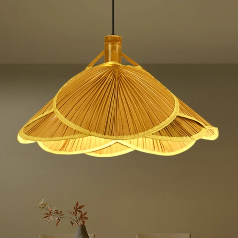 Bambusový tkaný luster Čínske bambusové umenie lampa japonská bambusová lampa Zen inšpirovaná reštaurácia s jednou hlavou lampa Homestay Light