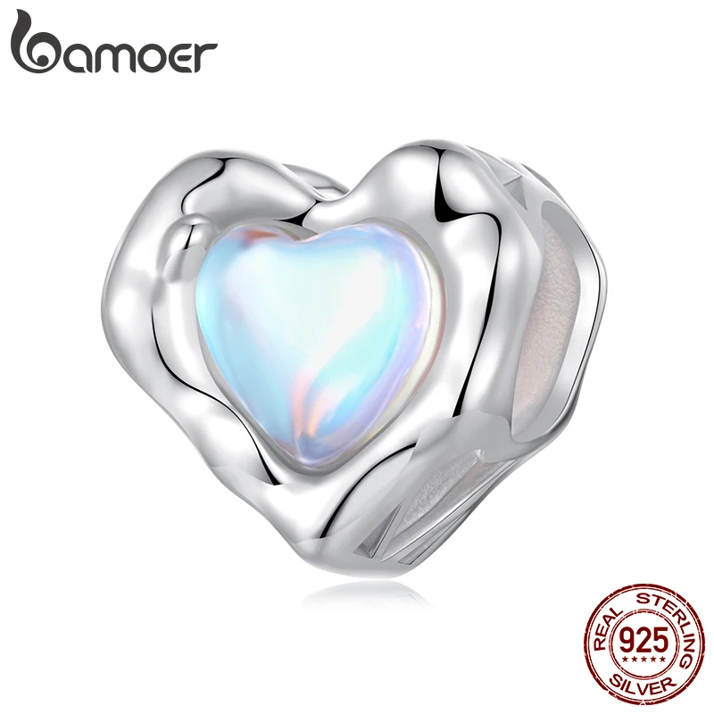 Bamoer Solid 925 Sterling Silver Silver Heart Parlt Fit Original Bracelet DIY Šperky doplnky Bamoer BEADS BSC1101
