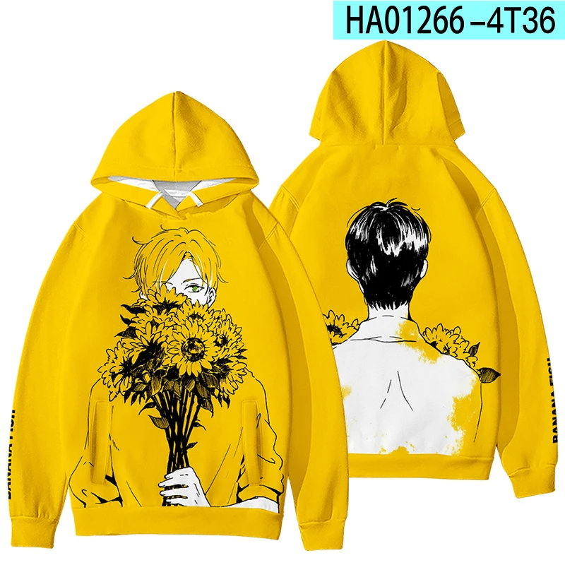 Banana Fish 3D Tlač letných mužov/dámske oblečenie Tričko Streetwear Kawaii Tshirt Hoodies The Mikina s kapucňou s kapucňou s kapucňou s kapucňou
