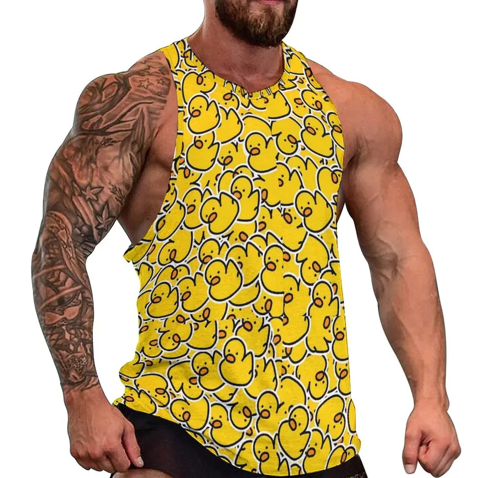 Banda gumových kačíc tank Top Man's Yellow Animal Sval Topy Tops Letná kulturistika vlastné košele bez rukávov plus veľkosť