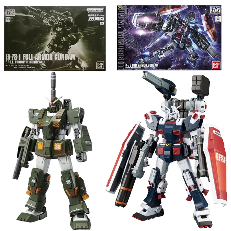 Bandai Gundam Anime postava Hg 1/144 FA-78-1 Full Armour Gundam FA-78 Thunderbolt Ver. Akčné figúrky modelové hračky darčeky pre deti