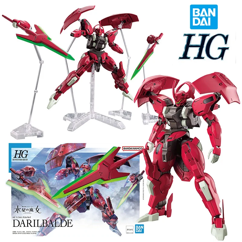 Bandai Hg 1/144 Darilbalde 14cm Gundam Čarodejnica z Mercury Anime Original Action Figure Model Zhromaždenie darčekových hračiek