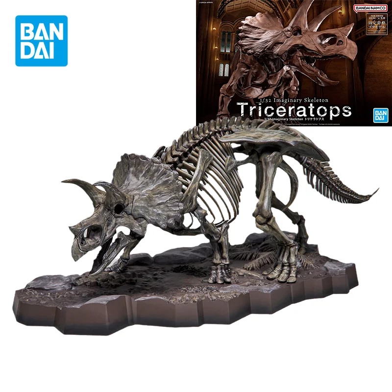 Bandai Original Animal Action Action Obrázok 1/32 Imaginárne skeleton Triceratops Model Model Hračky zberateľské modely darček pre deti