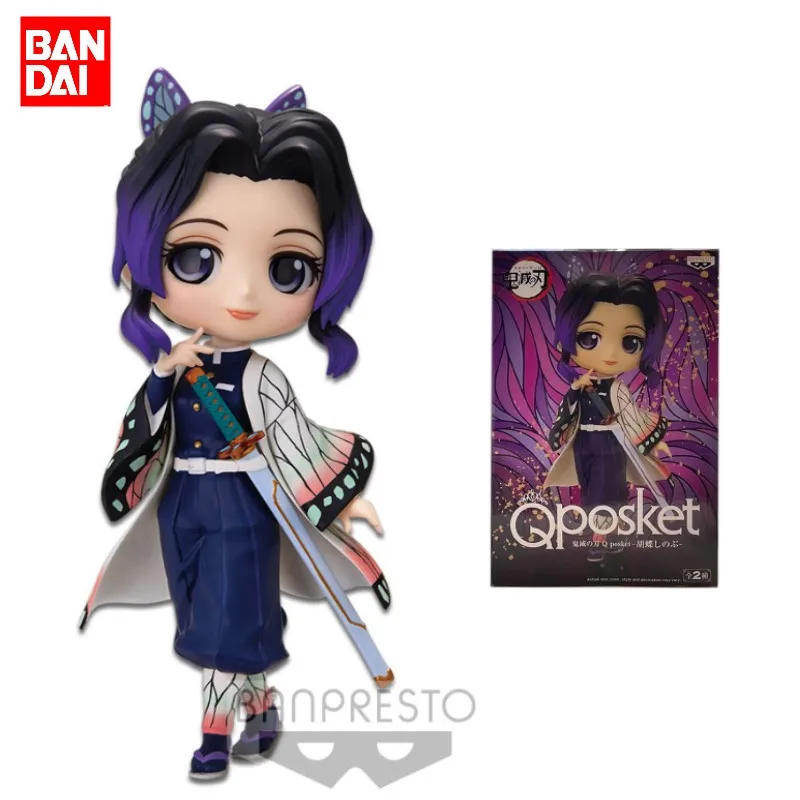 Bandai Original Demon Slayer Anime postava Qposet shinobu Kocho akčné figúrky pre hračky pre deti zberateľné modelové ozdoby
