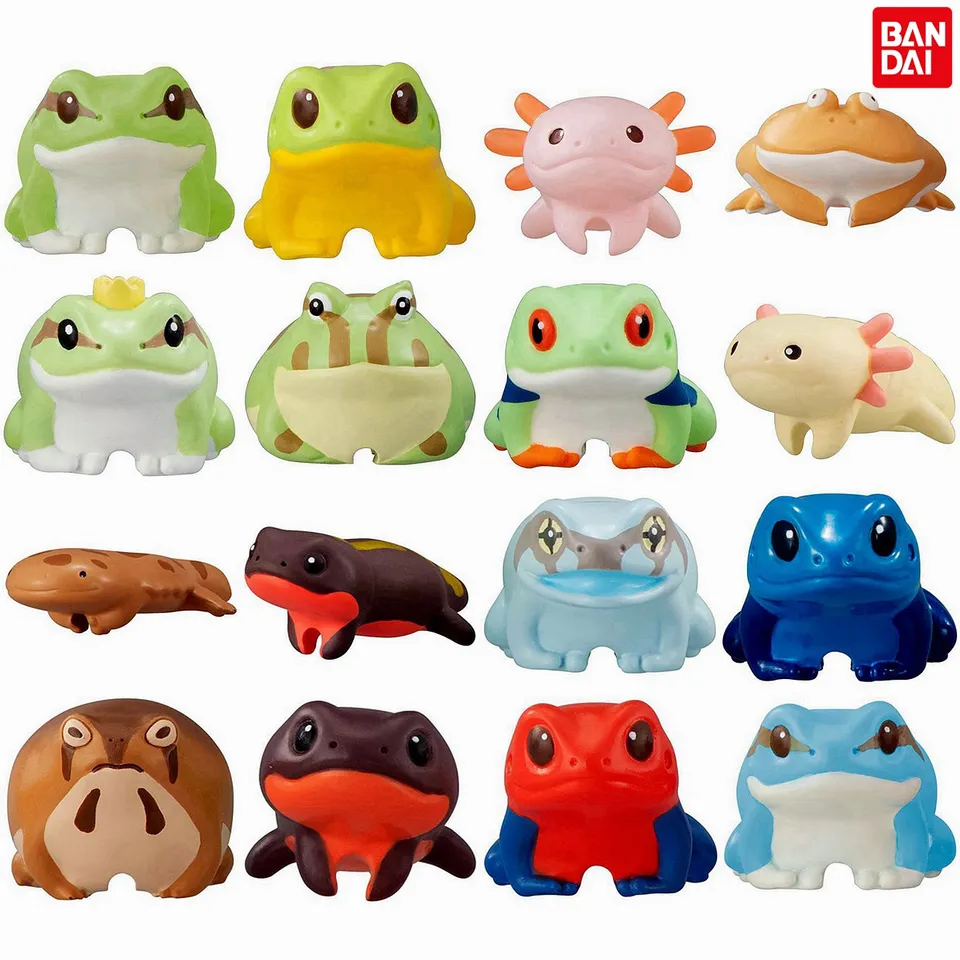 Bandai Originálny obojživelník Gashapon Toys Amfibian na dátovej línii Q verzia Frog Azureus Horned Frog Populárne akčné figúrky Ozdobia hračky