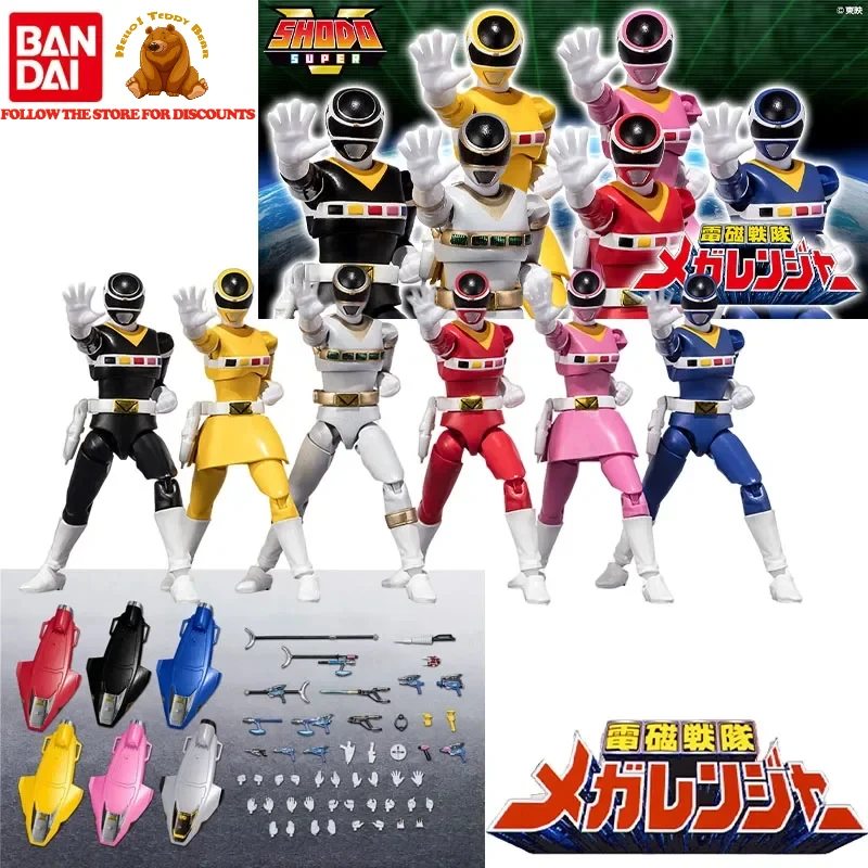 Bandai originálny Shodo Super Sentai Anime postava Denji Sentai Megaranger Action Hračky Girls Girls vianočný darček zberateľný model